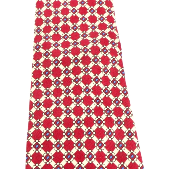 Polo Ralph Lauren for Neiman Marcus Geometric Burgundy & Ivory Silk Tie - Picture 4 of 5
